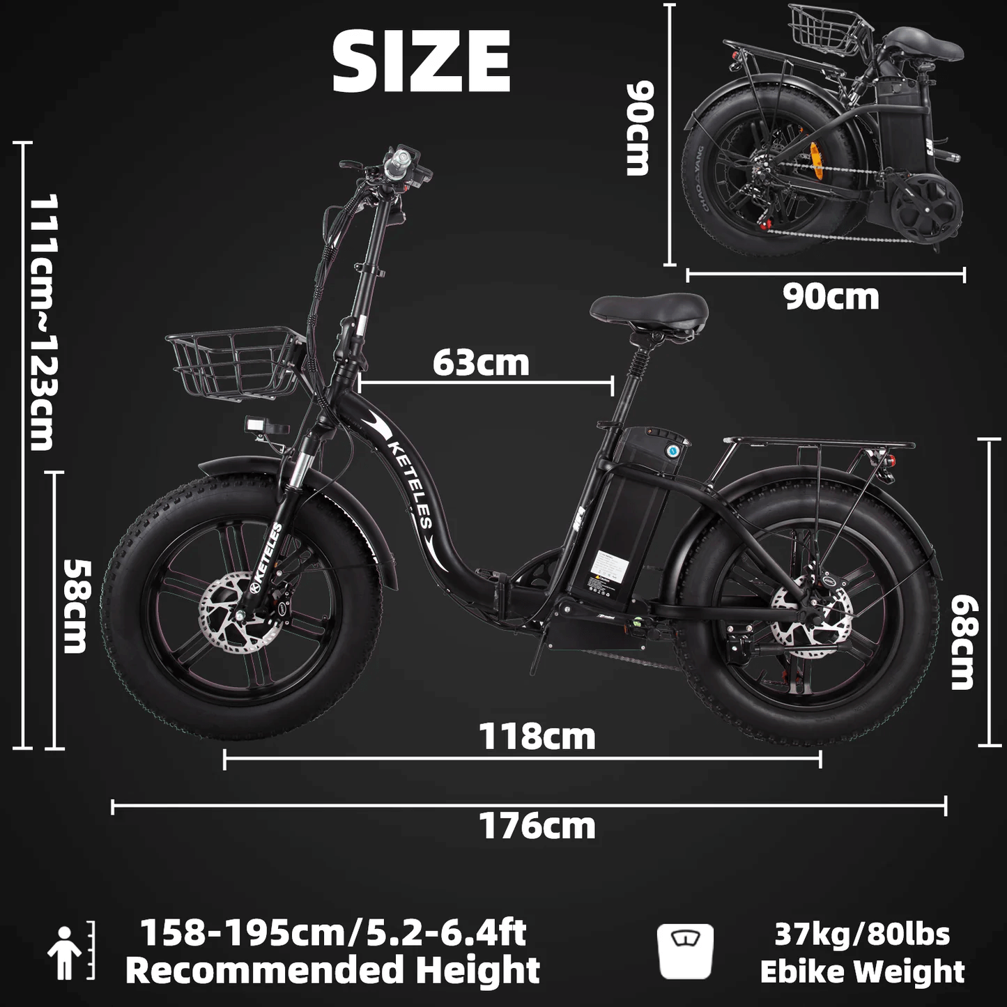 KETELES KF9 1000W 17.5Ah 20‘’ Folding Electric Bicycle