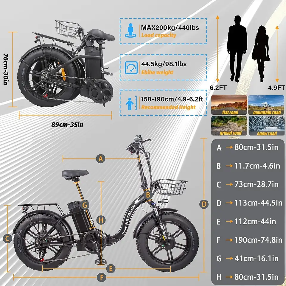KETELES KF9 2×1000W dual Motors 48V 23Ah 20" Inch folding Commuter Electric Bike