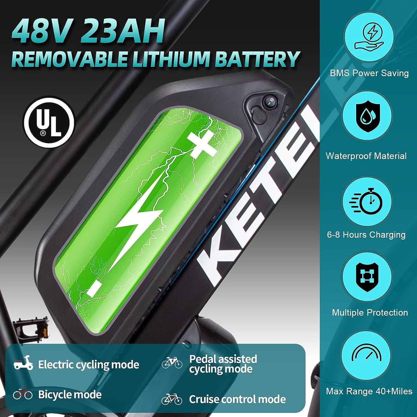 KETELES XF4000 1000W Electric Bike 48V 23AH Fat Tire E-Bike
