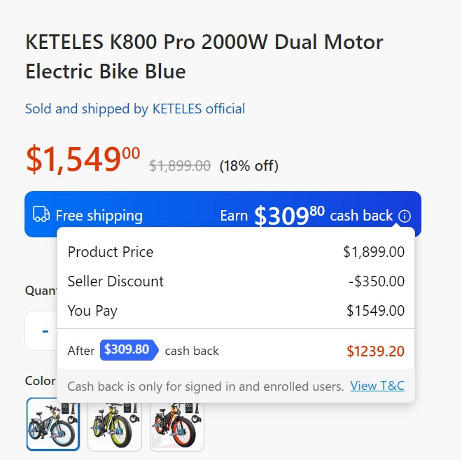 Buy a KETELES electric bike at Microsoft and enjoy up to $300 in cash back!