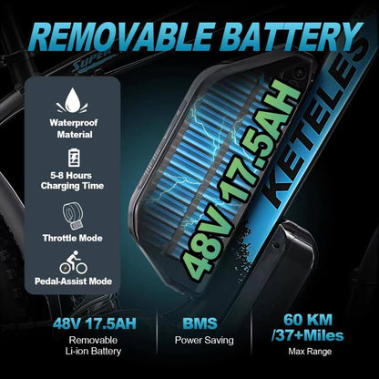 KETELES K800 1000W E-bike 20AH Single Motor Version