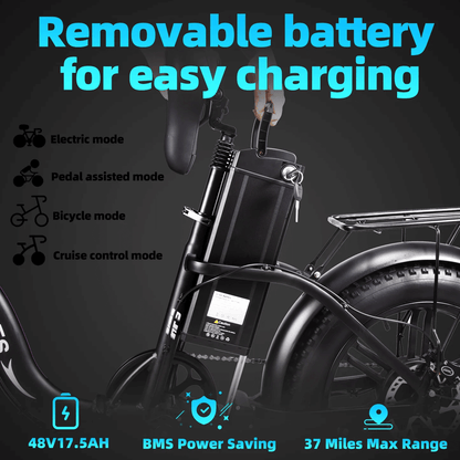 KETELES KF9 1000W 17.5Ah  20‘’ Folding Electric Bicycle