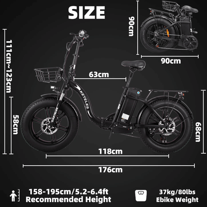 KETELES KF9 1000W 17.5Ah  20‘’ Folding Electric Bicycle