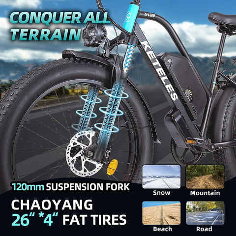 KETELES XF4000 1000W Electric Bike 48V 23AH Fat Tire E-Bike